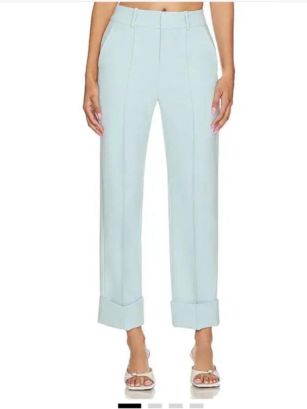 NWT Alice + Olivia Ice Blue Cuffed Ankle Pants Trousers Size 2/ Run Big